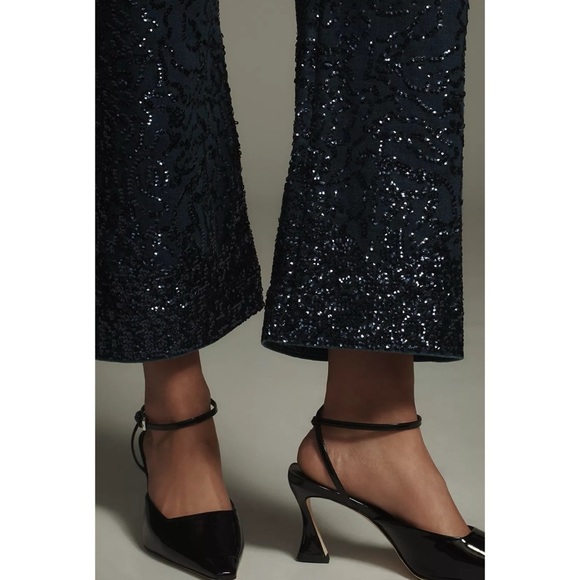 NWT Anthropologie The Colette High Rise Wide Leg Jeans Sequin Sparkle 27T Tall - Picture 4 of 16